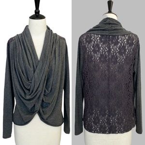 Buffalo David Bitton Abelle Twist Front Knit Top with Lace Back - Sz S / P